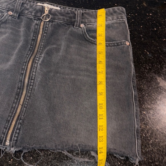 Free People Black Faded Distressed Denim Skirt - Picture 3 of 6